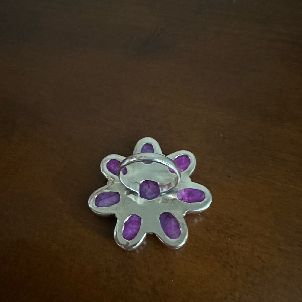 Solid Sterling Flower Ring - image 2